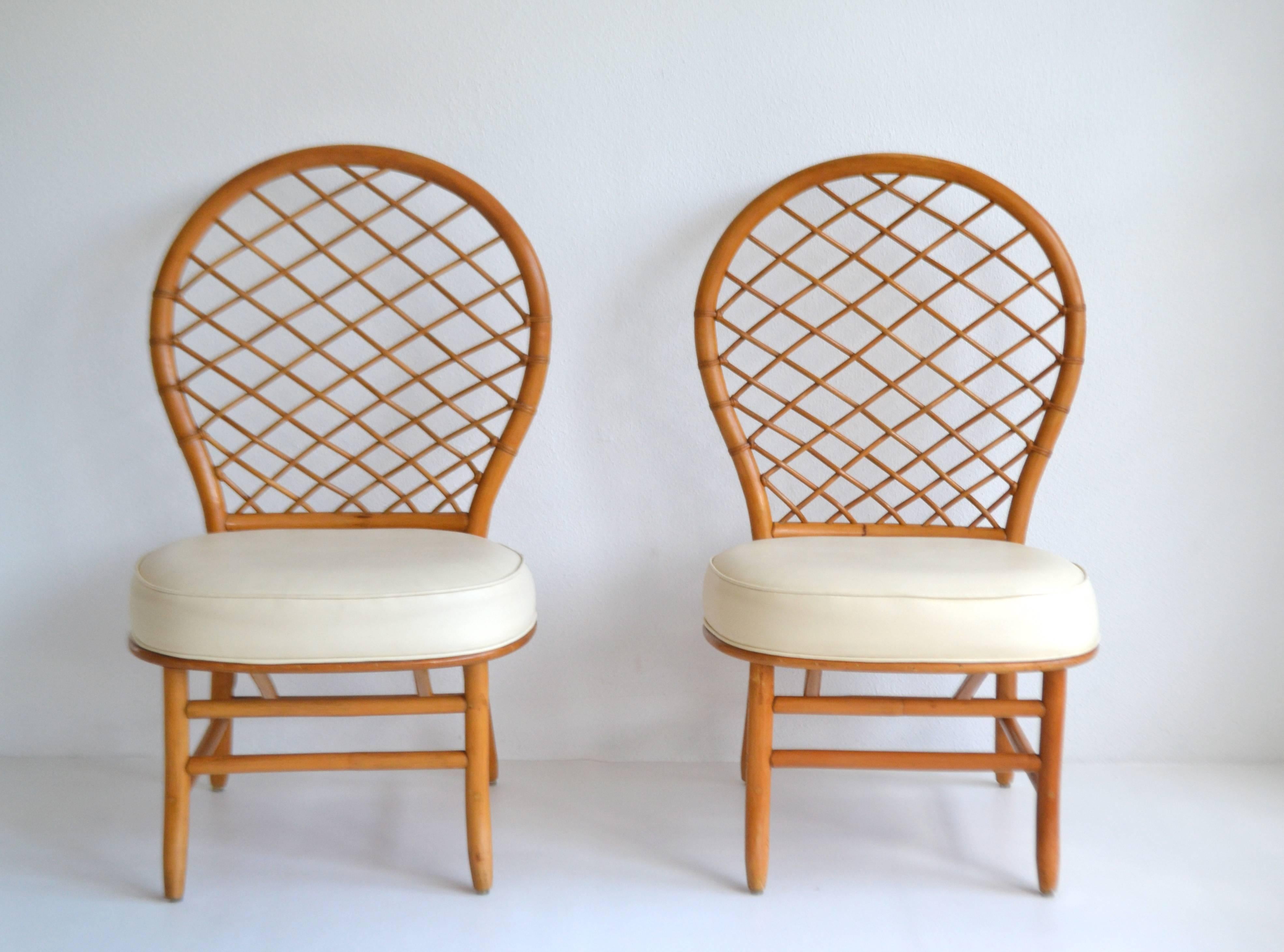 American Pair of Mid-Century Bent Bamboo Hall Chairs