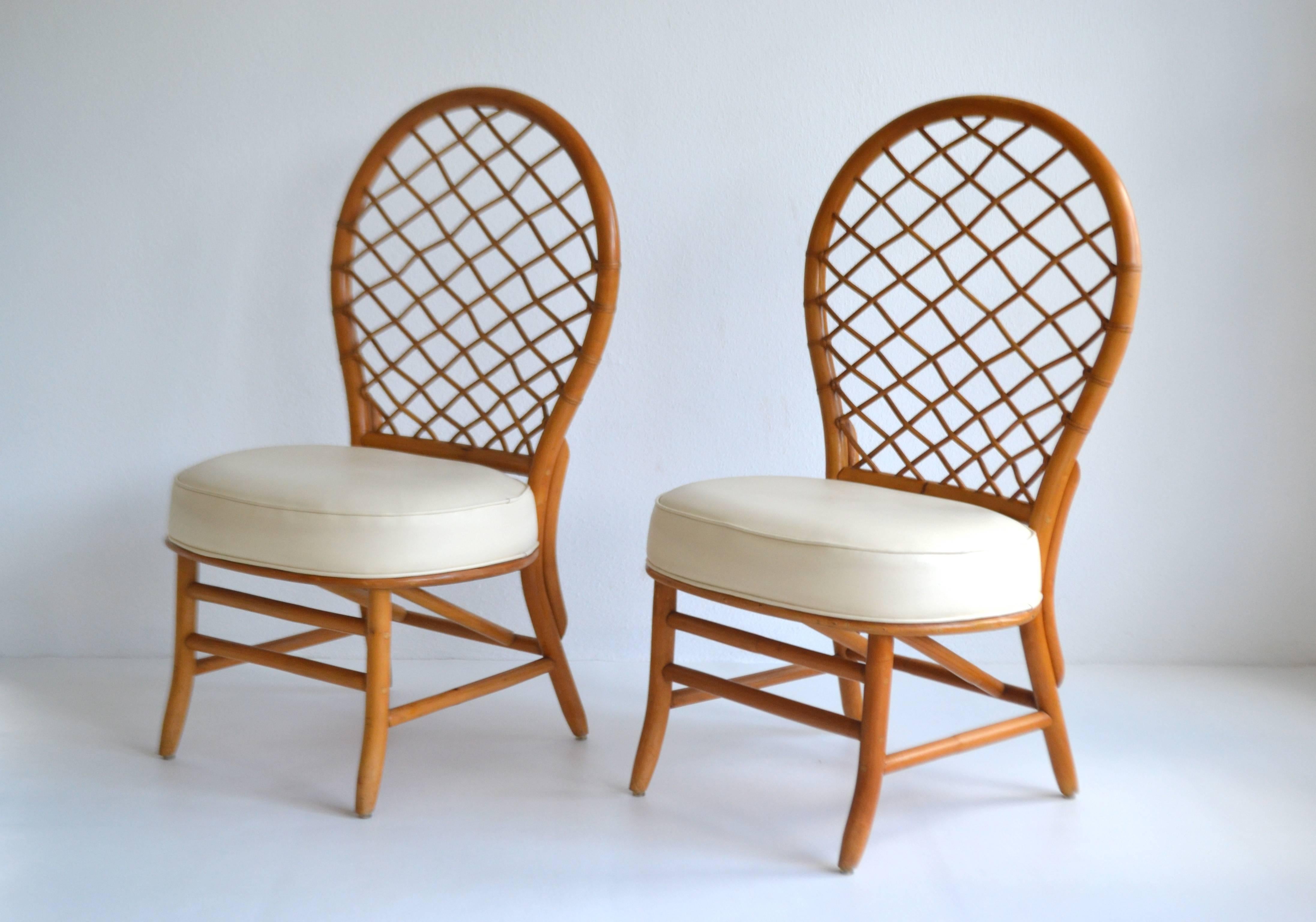 Pair of Mid-Century Bent Bamboo Hall Chairs In Excellent Condition In West Palm Beach, FL