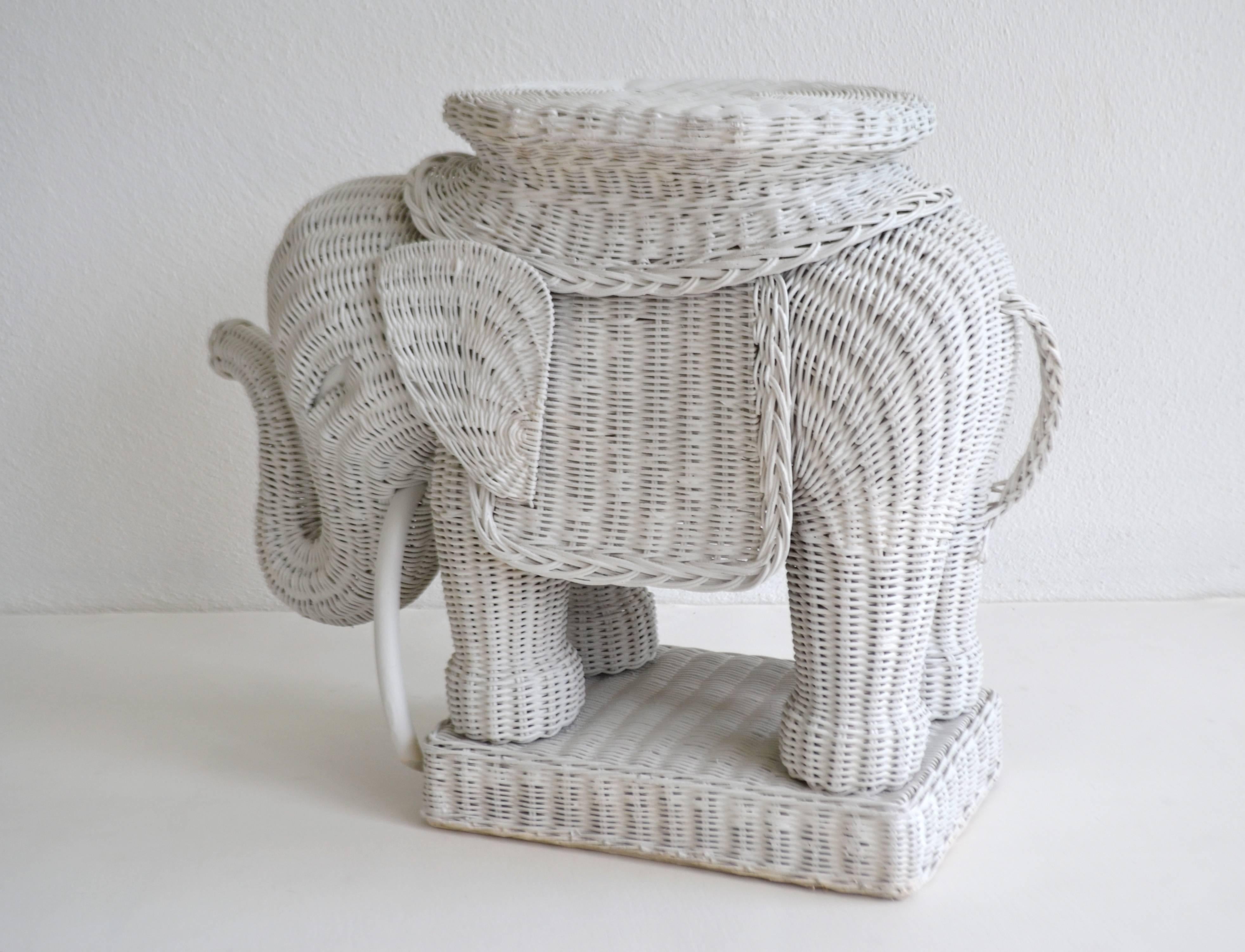 Mid-20th Century Mid-Century Italian Woven Rattan Elephant Form Occasional Table 