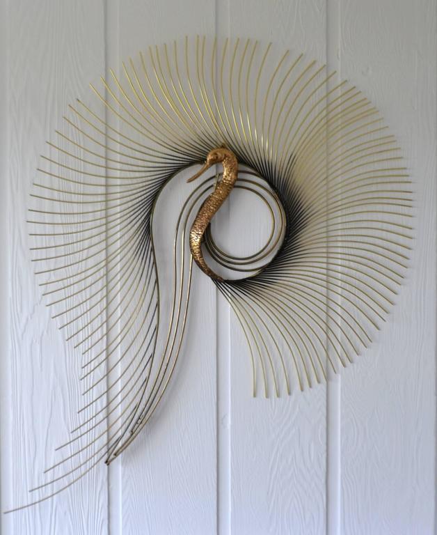 Midcentury Brass Peacock Wall Sculpture at 1stDibs brass peacock wall