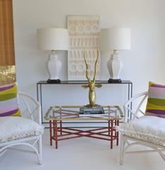 Pair of Hollywood Regency Blanc de Chine Ceramic Table Lamps