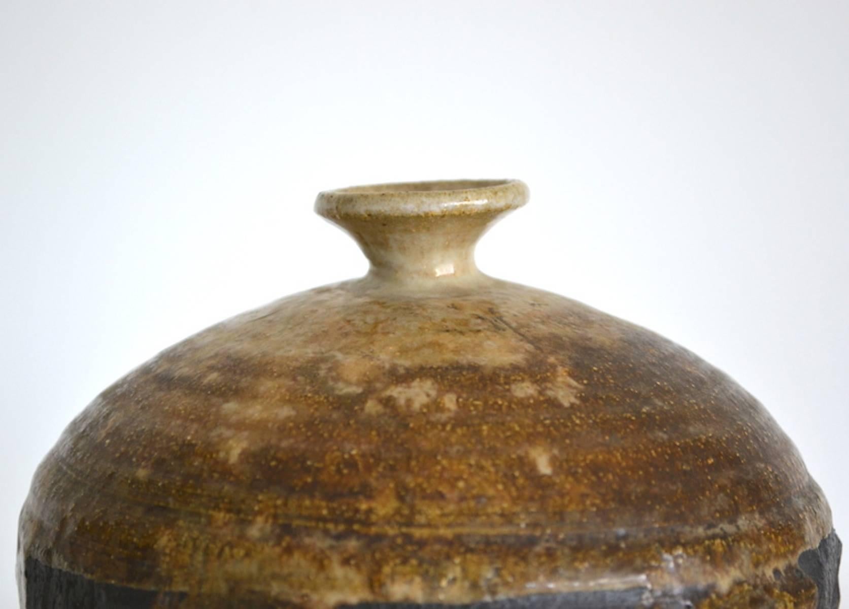 Mid-Century Modern Midcentury Hand Thrown Jar Form Ceramic Vase For Sale