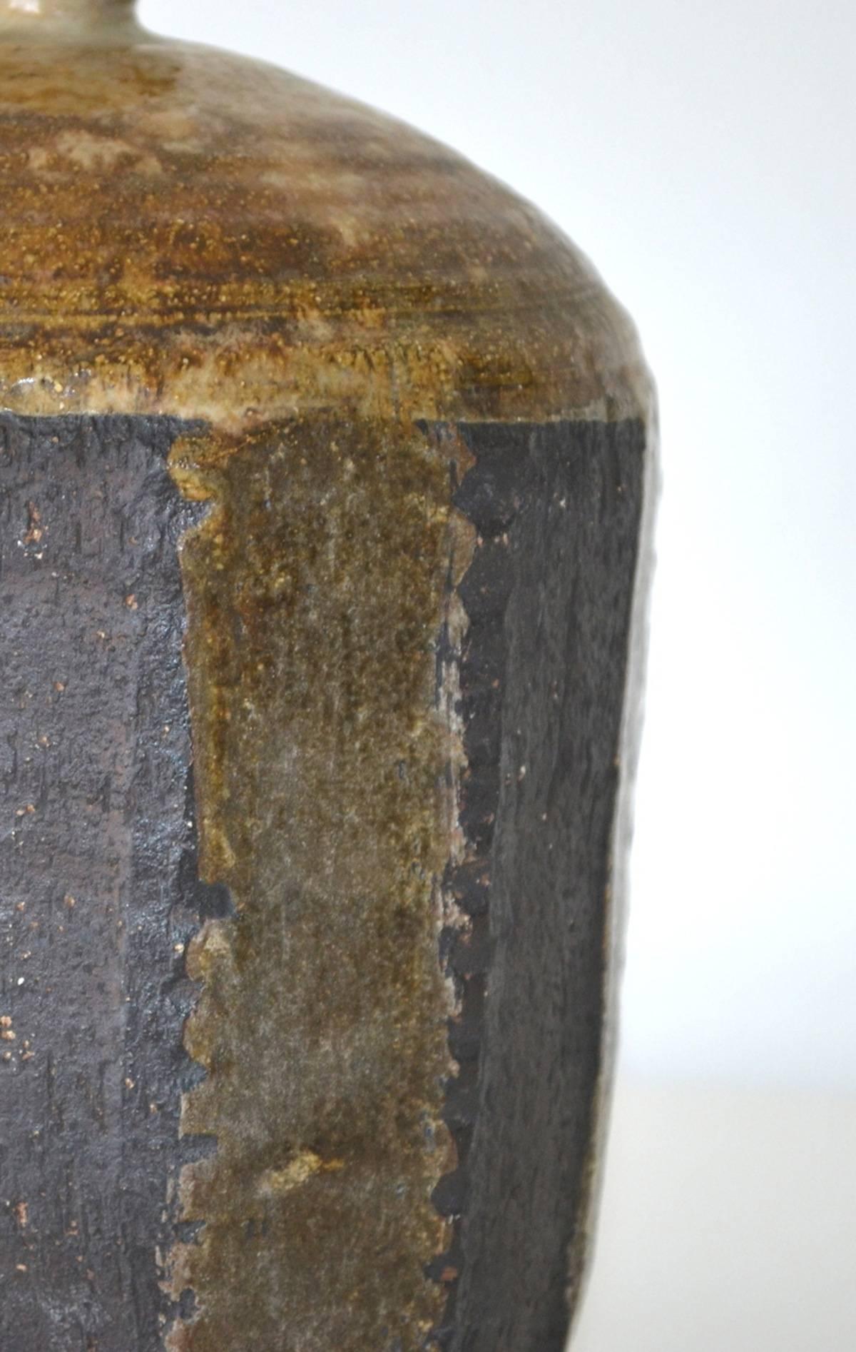 Mid-20th Century Midcentury Hand Thrown Jar Form Ceramic Vase For Sale