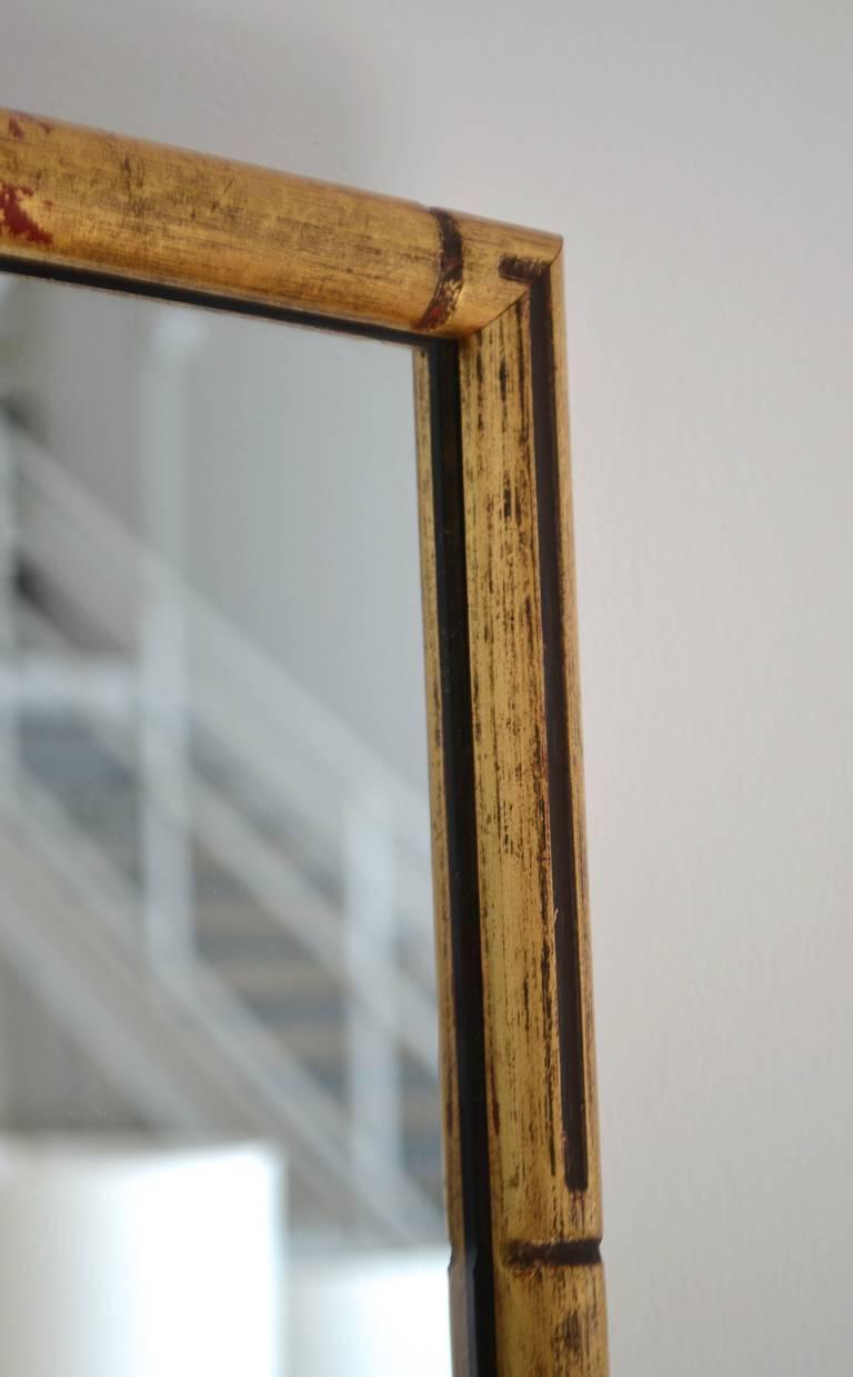 Mid-20th Century Hollywood Regency Giltwood Faux Bamboo Wall Mirror For Sale