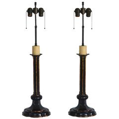 Pair of Hollywood Regency Candlestick Table Lamps