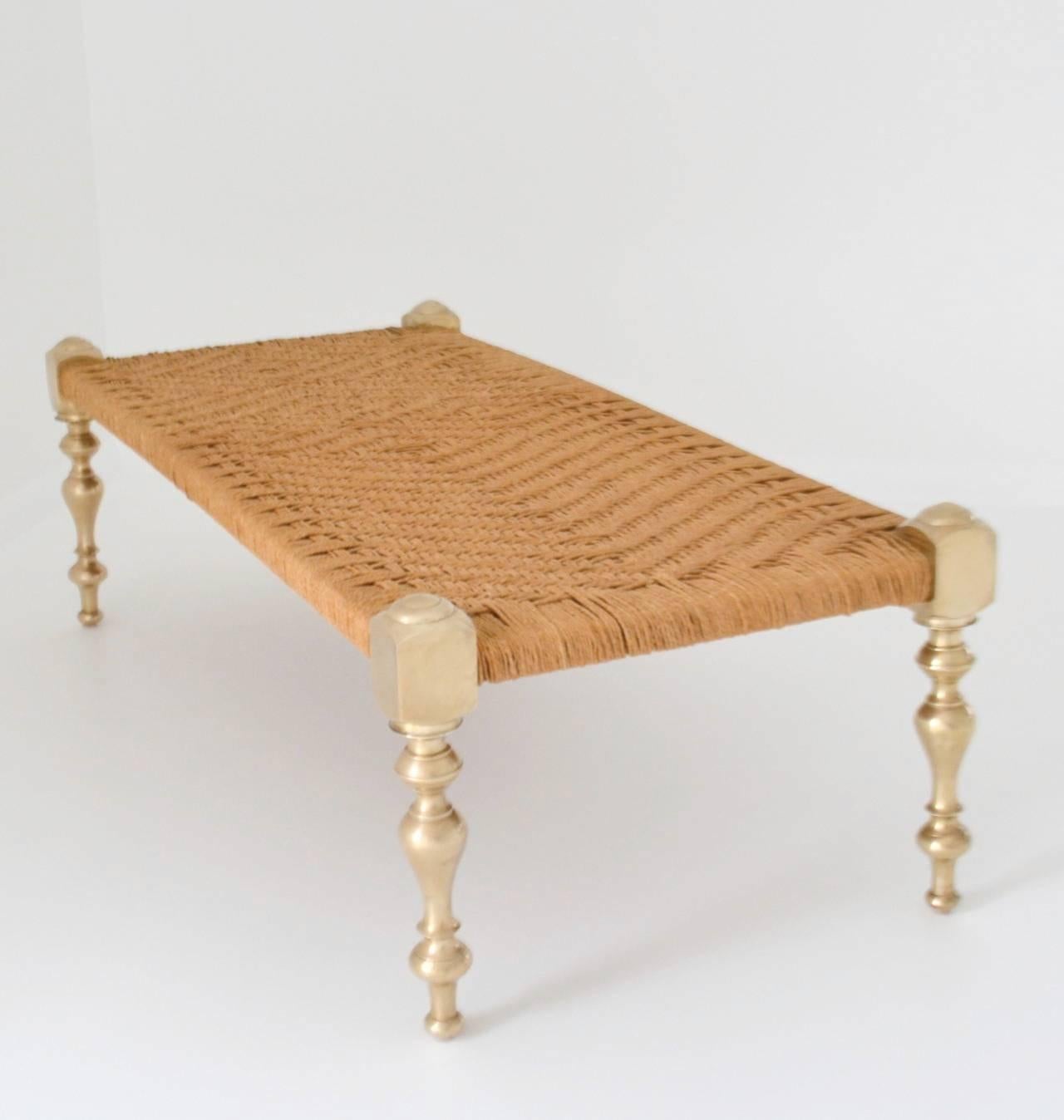 Mid-Century Modern Midcentury Woven Jute Bench