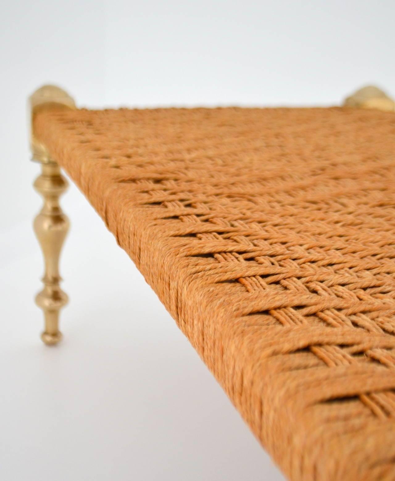 Midcentury Woven Jute Bench In Excellent Condition In West Palm Beach, FL