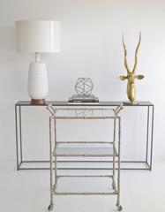 Faux Bamboo Three-Tiered Bar Cart