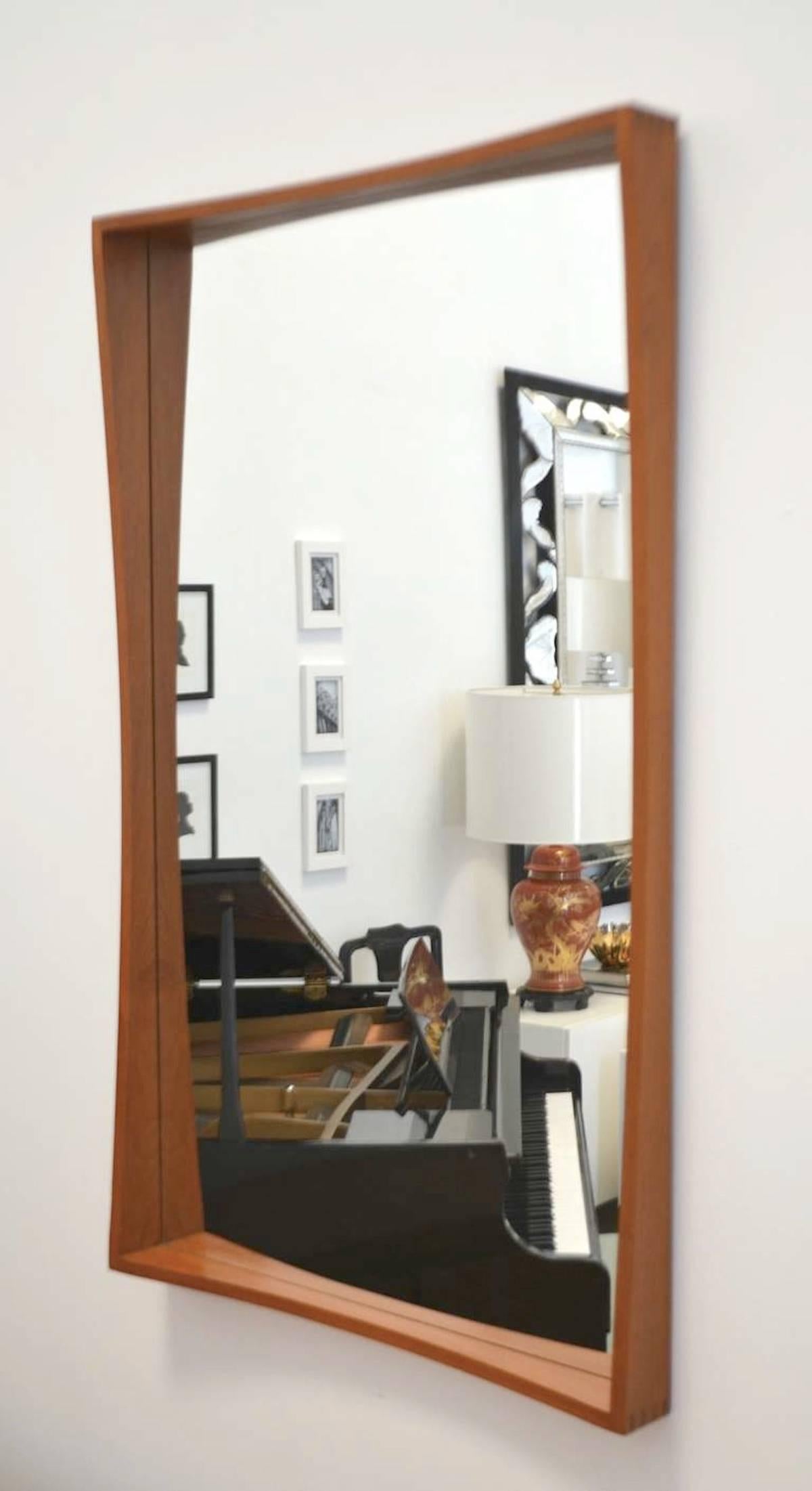 Mid-Century Modern Midcentury Teak Wall Mirror by Pedersen & Hansen For Sale
