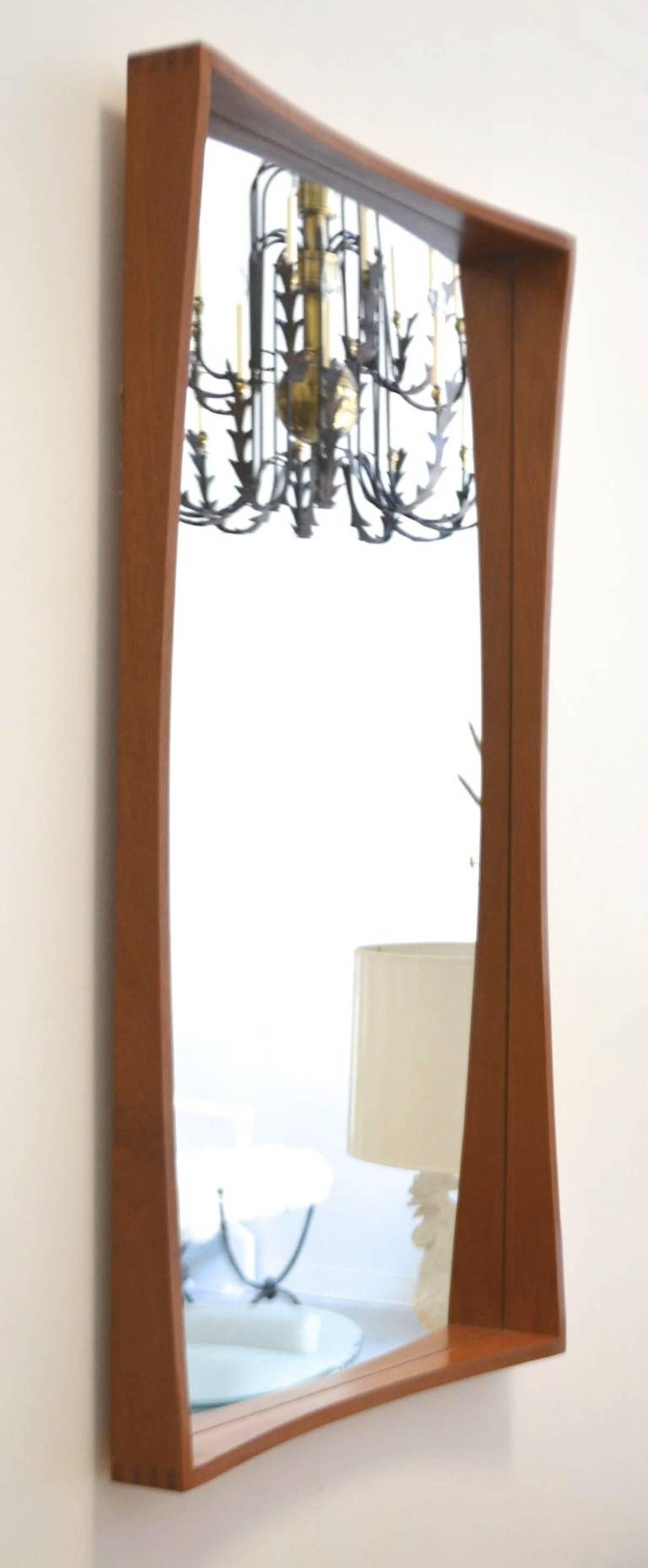Danish Midcentury Teak Wall Mirror by Pedersen & Hansen For Sale