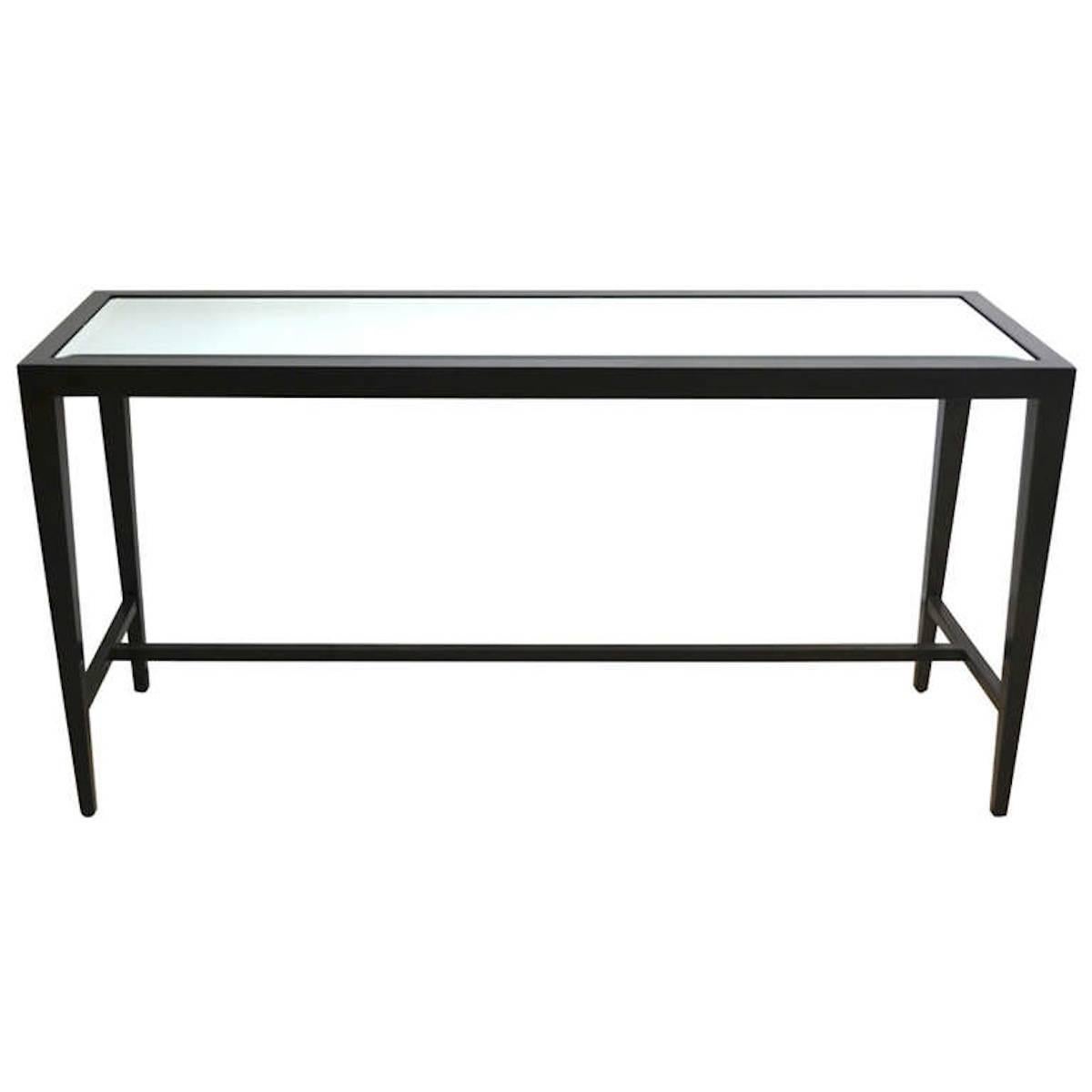 Midcentury Black Lacquered Console Table In Good Condition For Sale In West Palm Beach, FL