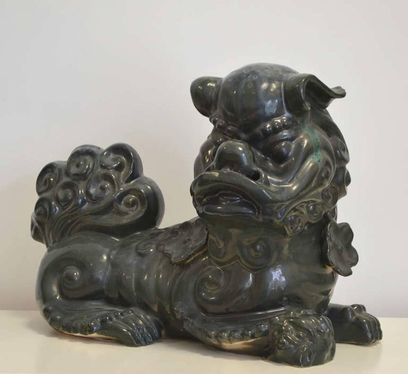 Hollywood Regency Ceramic Foo Dog For Sale 2