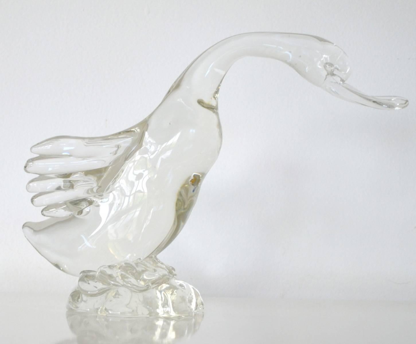 Mid-Century Modern Mid-Century Italian Blown Glass Goose For Sale