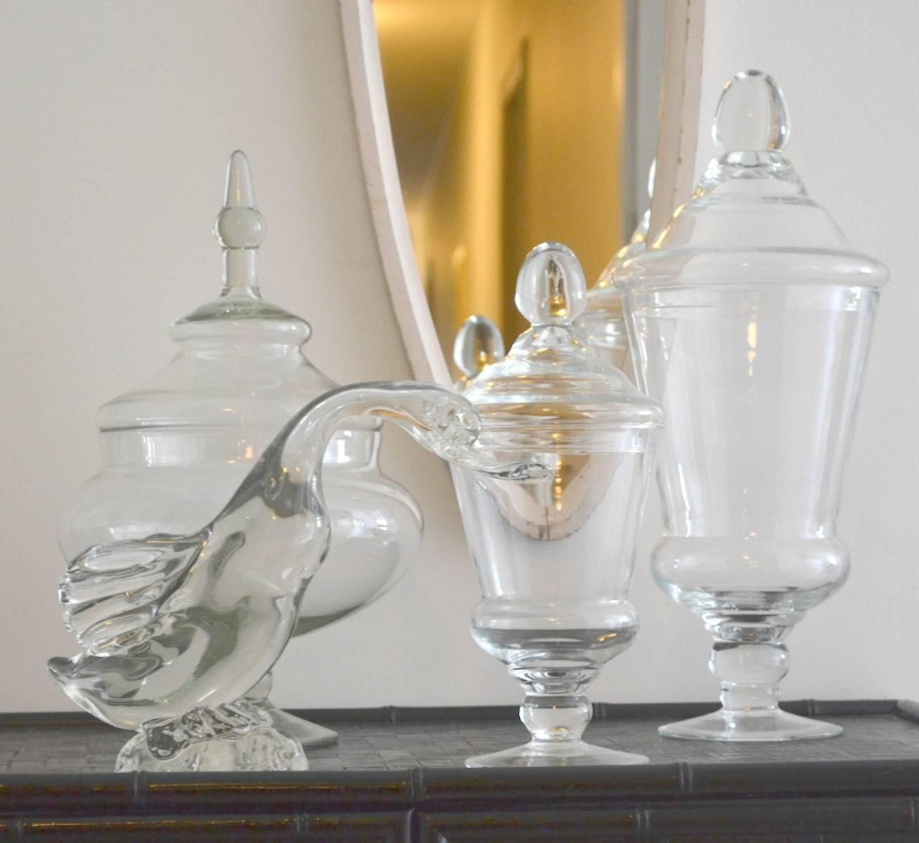 Stunning Mid-Century highly decorative Italian handblown clear glass goose, circa 1950s-1960s.