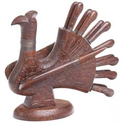 Mid-Century Carved Wooden Figural Turkey Carving Set 10