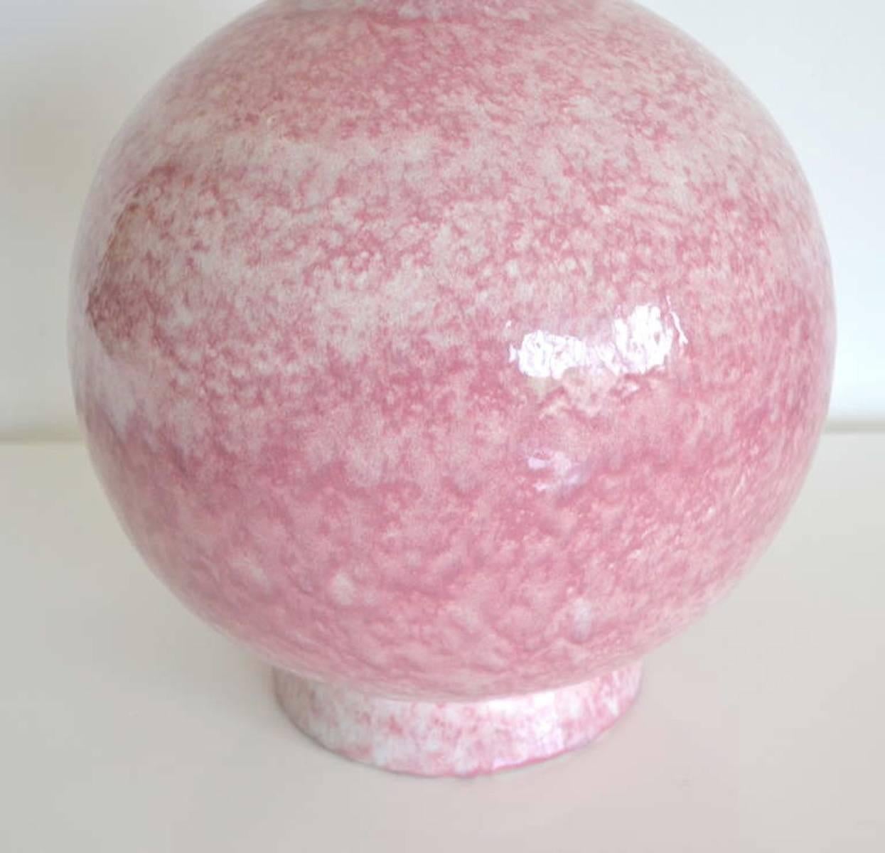 Midcentury Long Neck Crackle Glazed Ceramic Vase In Good Condition For Sale In West Palm Beach, FL