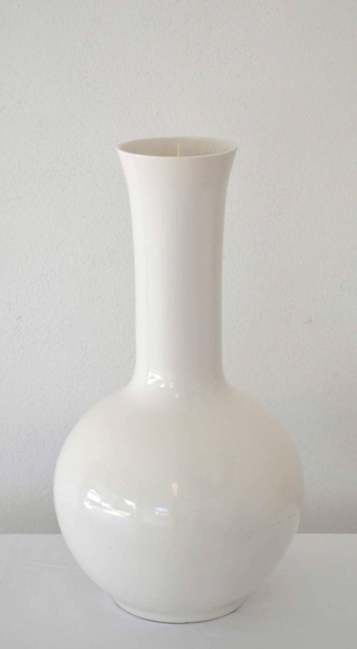 Mid-20th Century Midcentury Blanc de Chine Long Neck Ceramic Vase For Sale