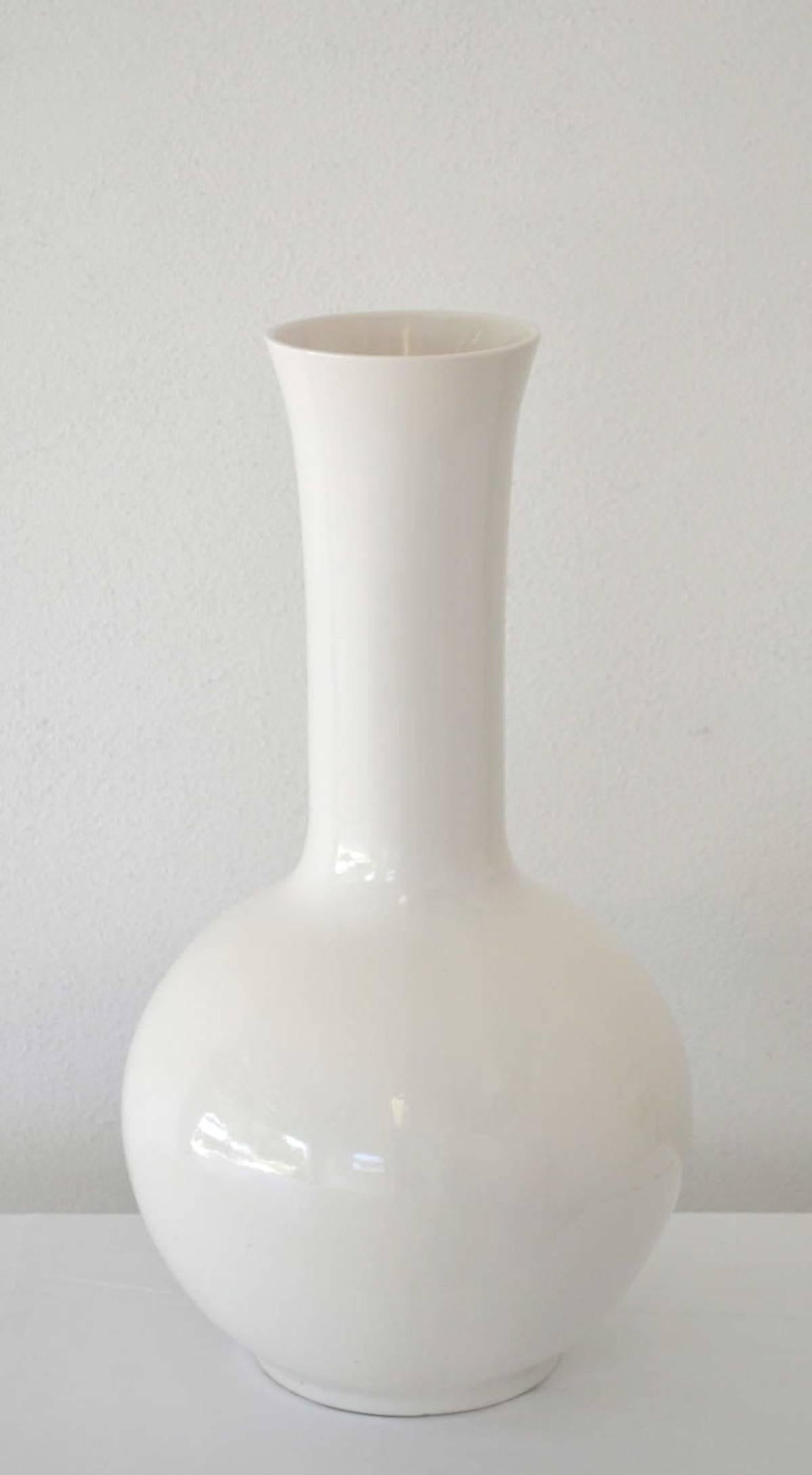 Mid-Century Modern Midcentury Blanc de Chine Long Neck Ceramic Vase For Sale