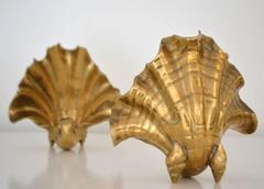 Pair of Italian Brass Shell Garniture