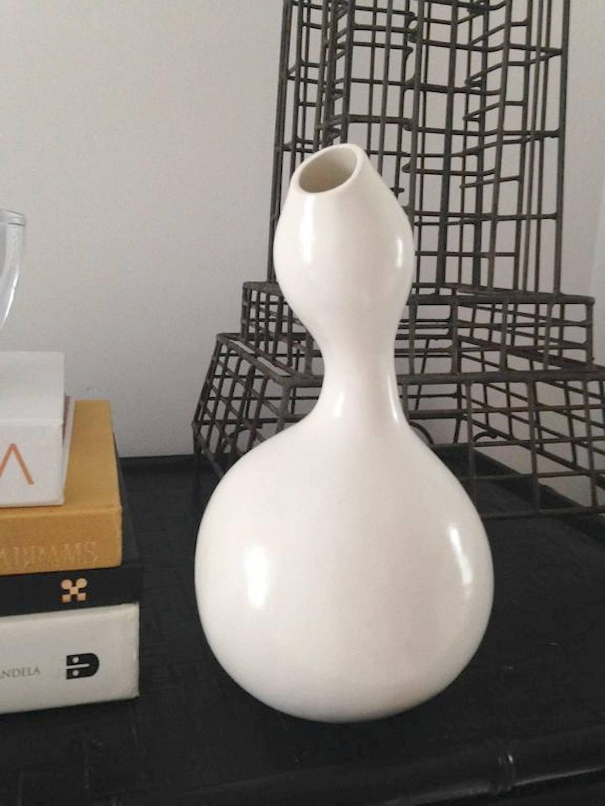Ceramic Postmodern Sculptural Abstract Gourd Form Vase For Sale