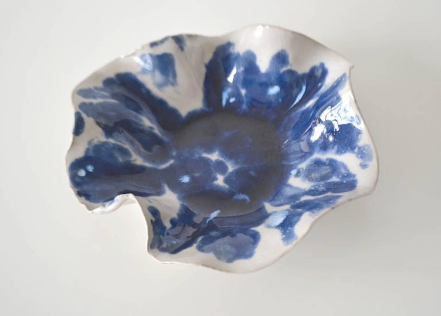 American Hand Thrown Ceramic Organic Free-Form Decorative Bowl For Sale