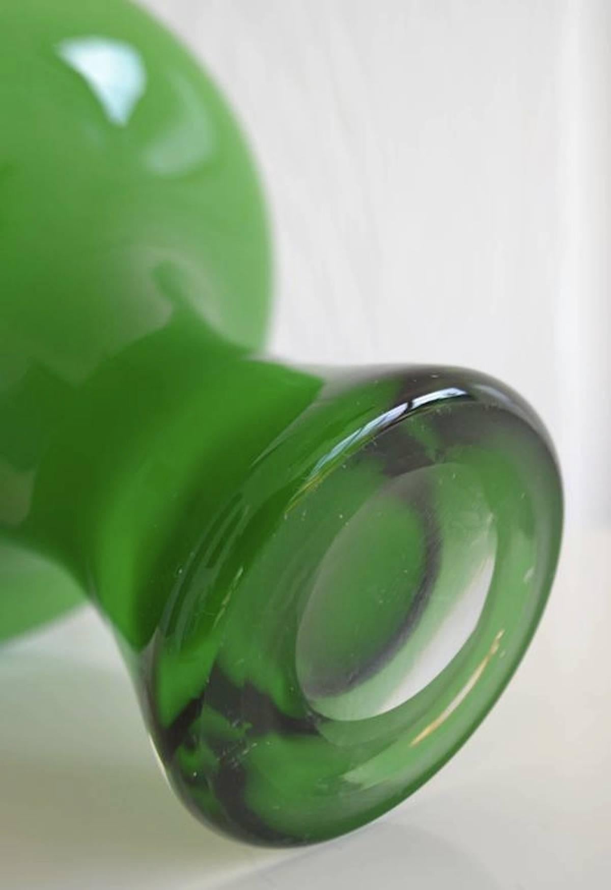 Midcentury Italian Blown Glass Sculptural Form Vase For Sale 2