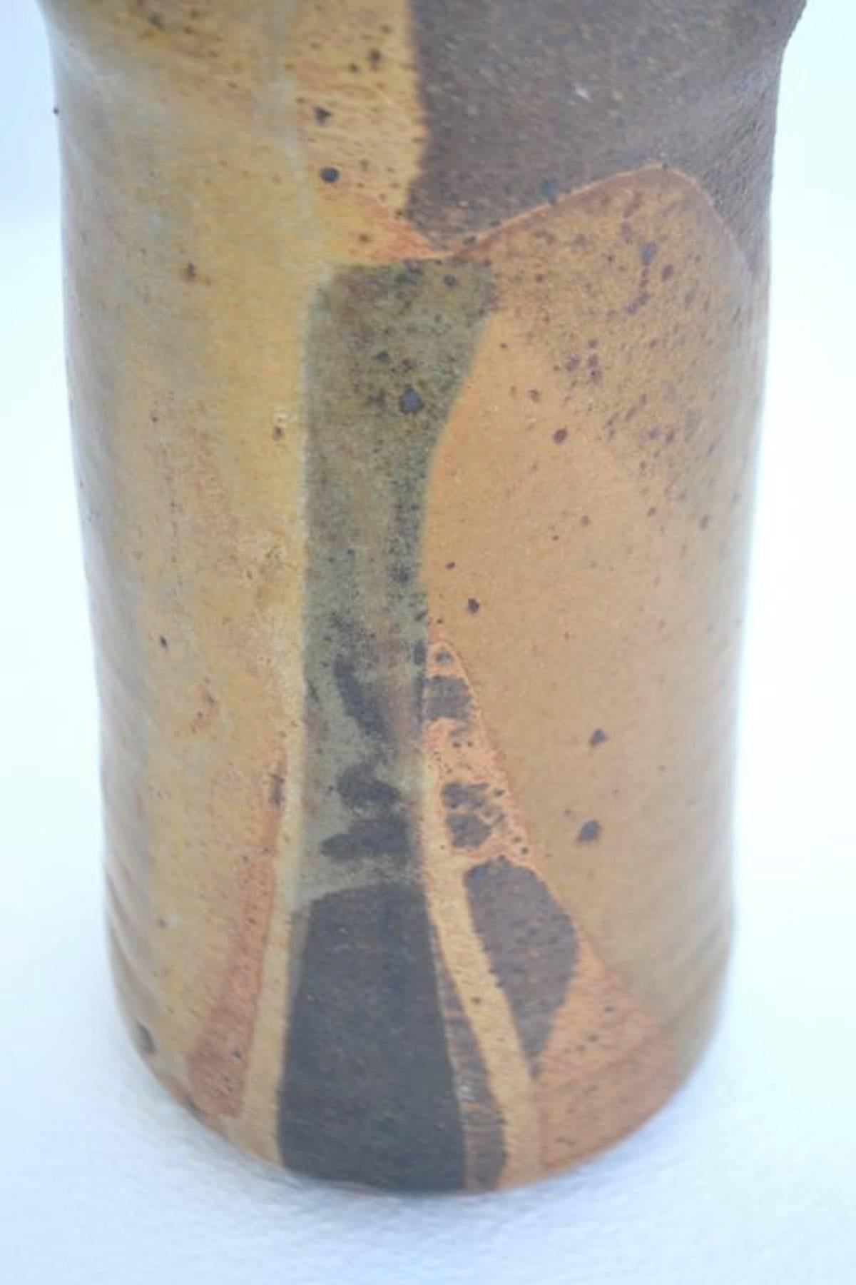 Late 20th Century Midcentury Hand Thrown Organic Form Ceramic Vase For Sale