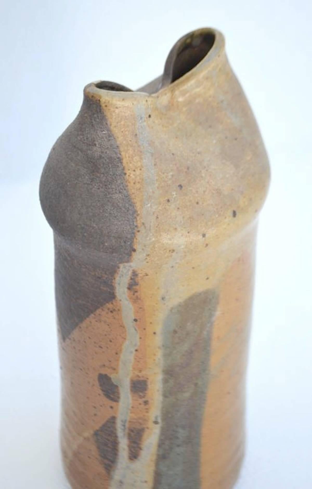 Midcentury Hand Thrown Organic Form Ceramic Vase In Good Condition For Sale In West Palm Beach, FL