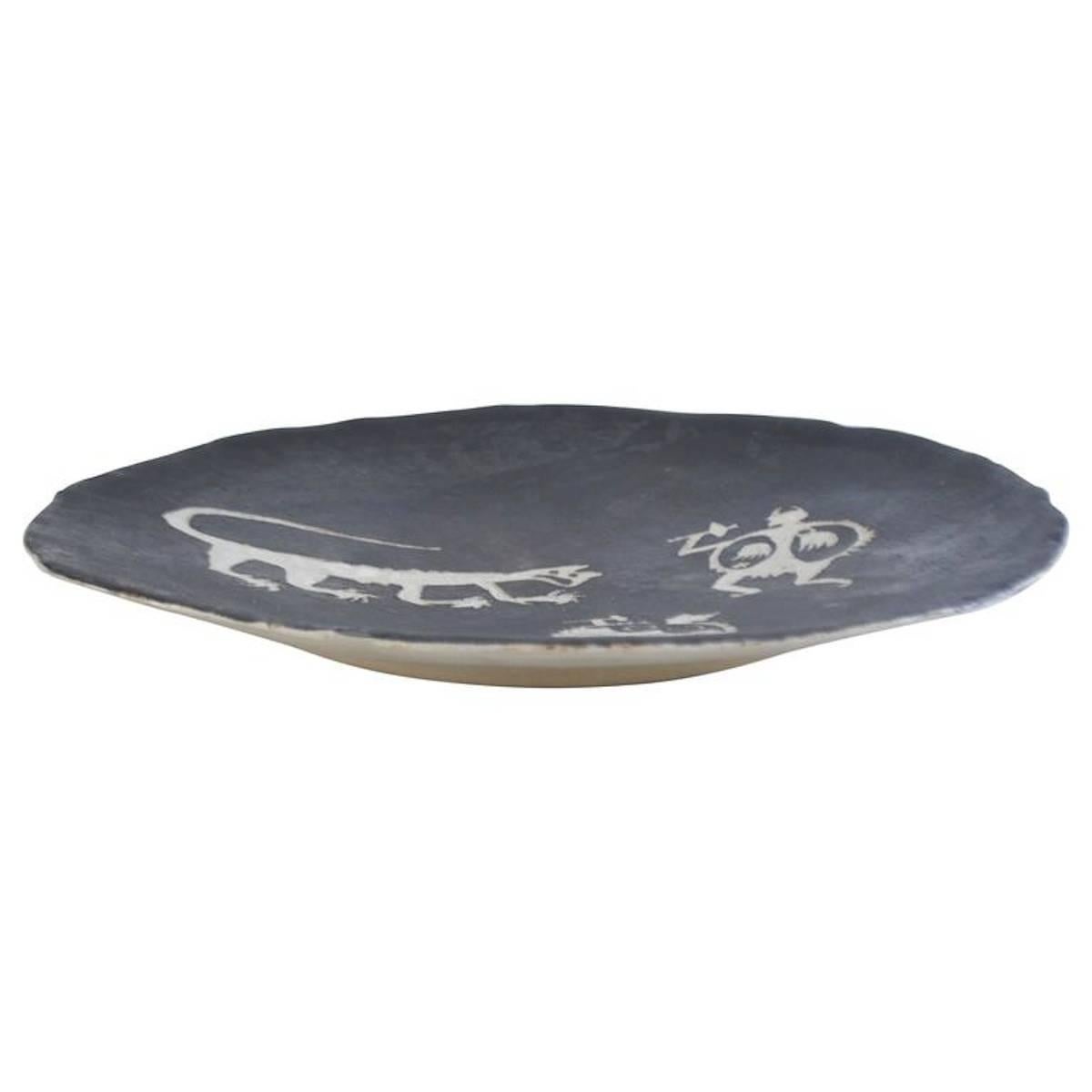 Post-Modern Postmodern Hand Thrown Ceramic Decorative Bowl or Platter For Sale