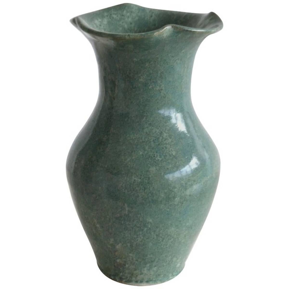 Mid-Century Hand Thrown Ceramic Organic Form Vase For Sale