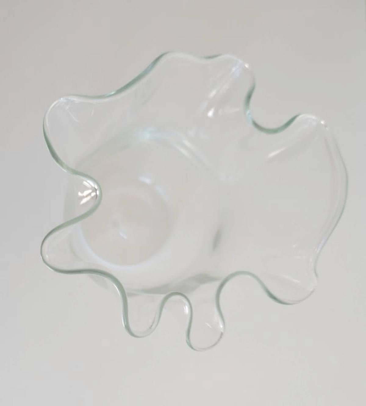 Mid-20th Century Mid-Century Italian Blown Glass Handkerchief Form Vase For Sale
