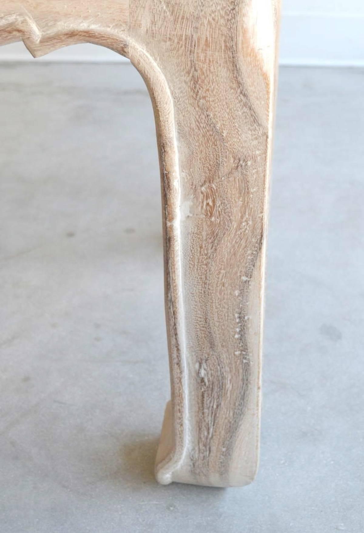Elm Pair of Mid-Century Limed Hardwood Side Tables