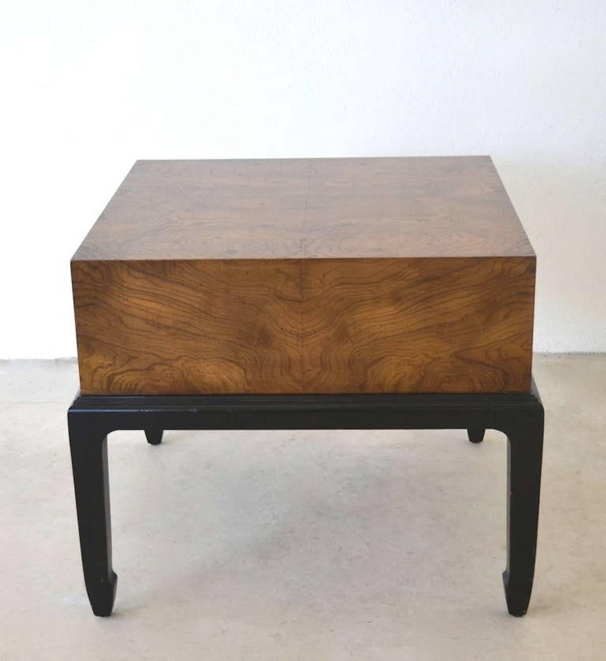 Midcentury Burlwood Side Table In Excellent Condition For Sale In West Palm Beach, FL