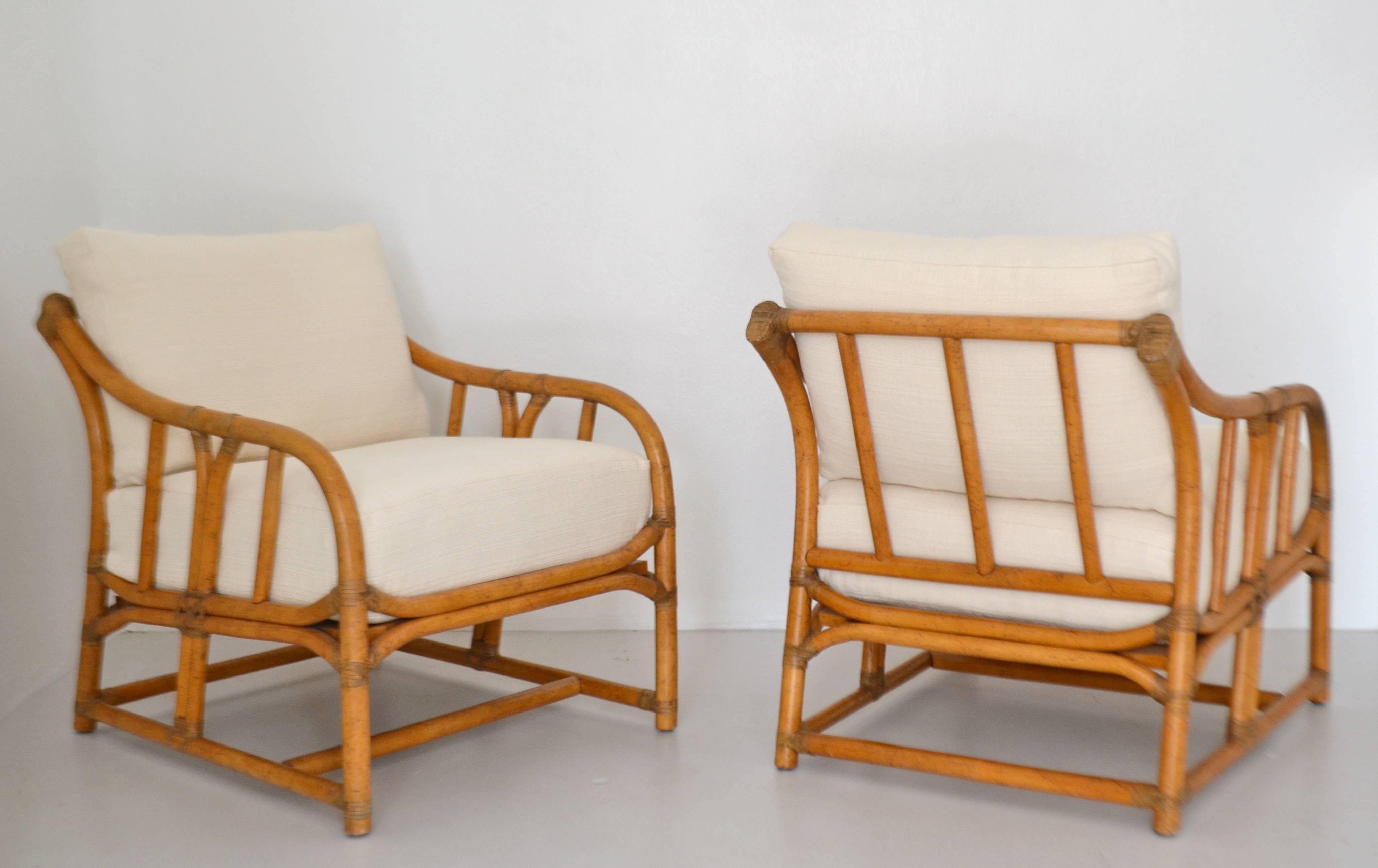 Pair of Mid-Century Bamboo Club Chairs 1