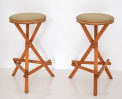 Pair of Midcentury Bamboo Barstools