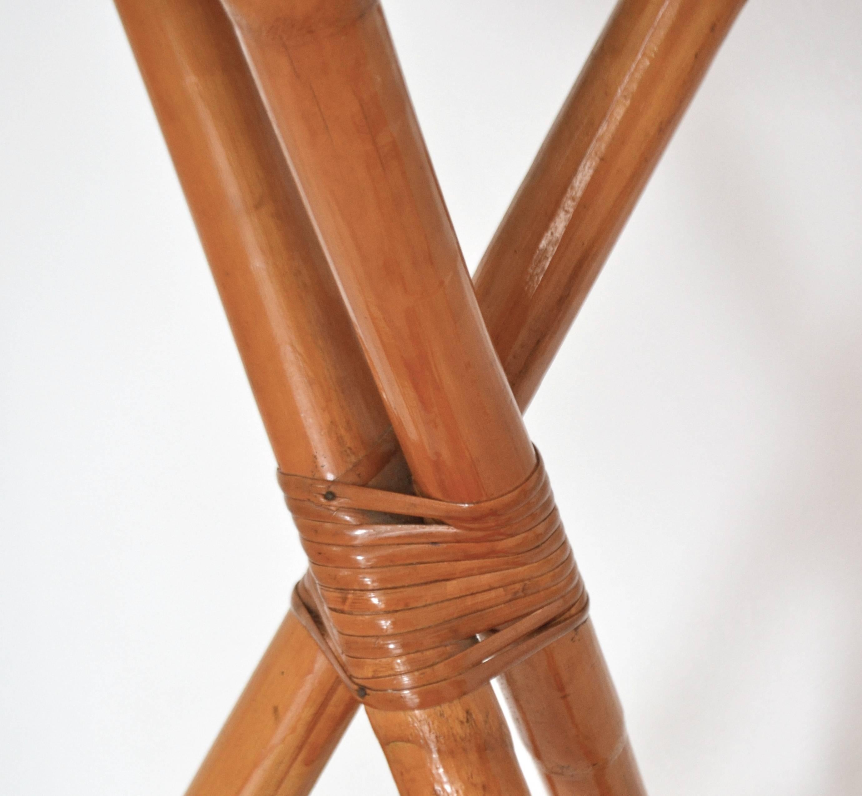 Pair of Midcentury Bamboo Barstools In Good Condition For Sale In West Palm Beach, FL