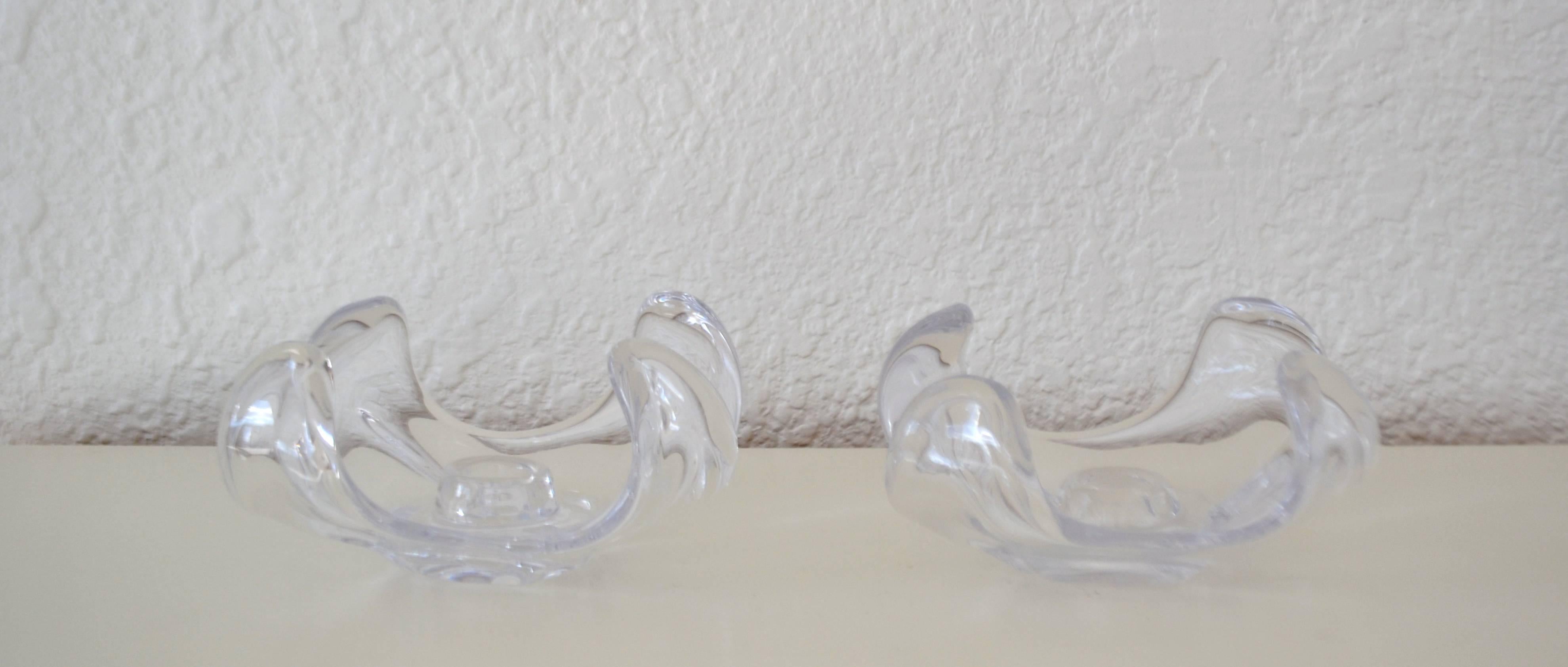 Pair of Italian Mid-Century Blown Glass Organic Form Candlesticks For Sale 2