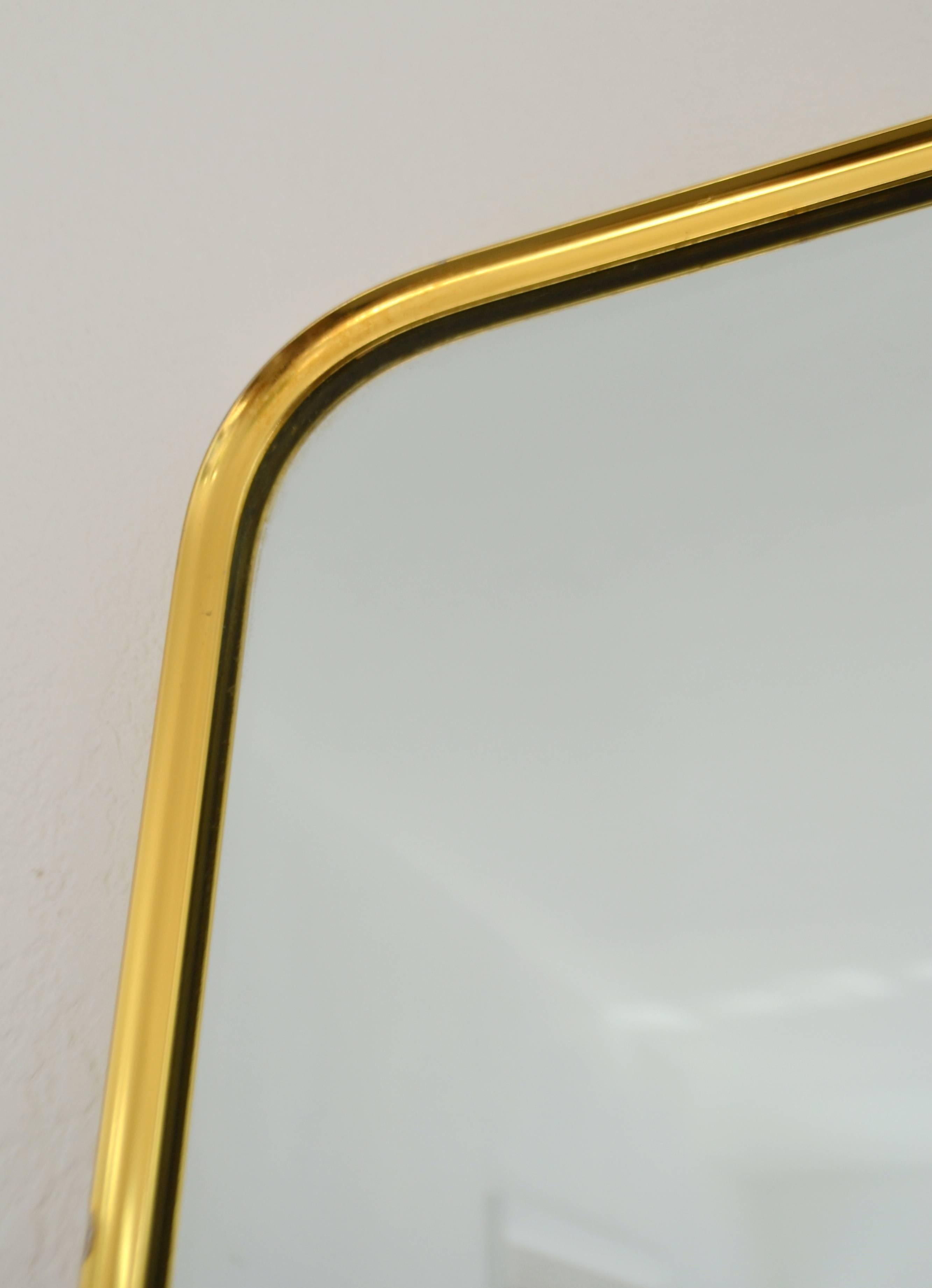 American Midcentury Brass Wall Mirror