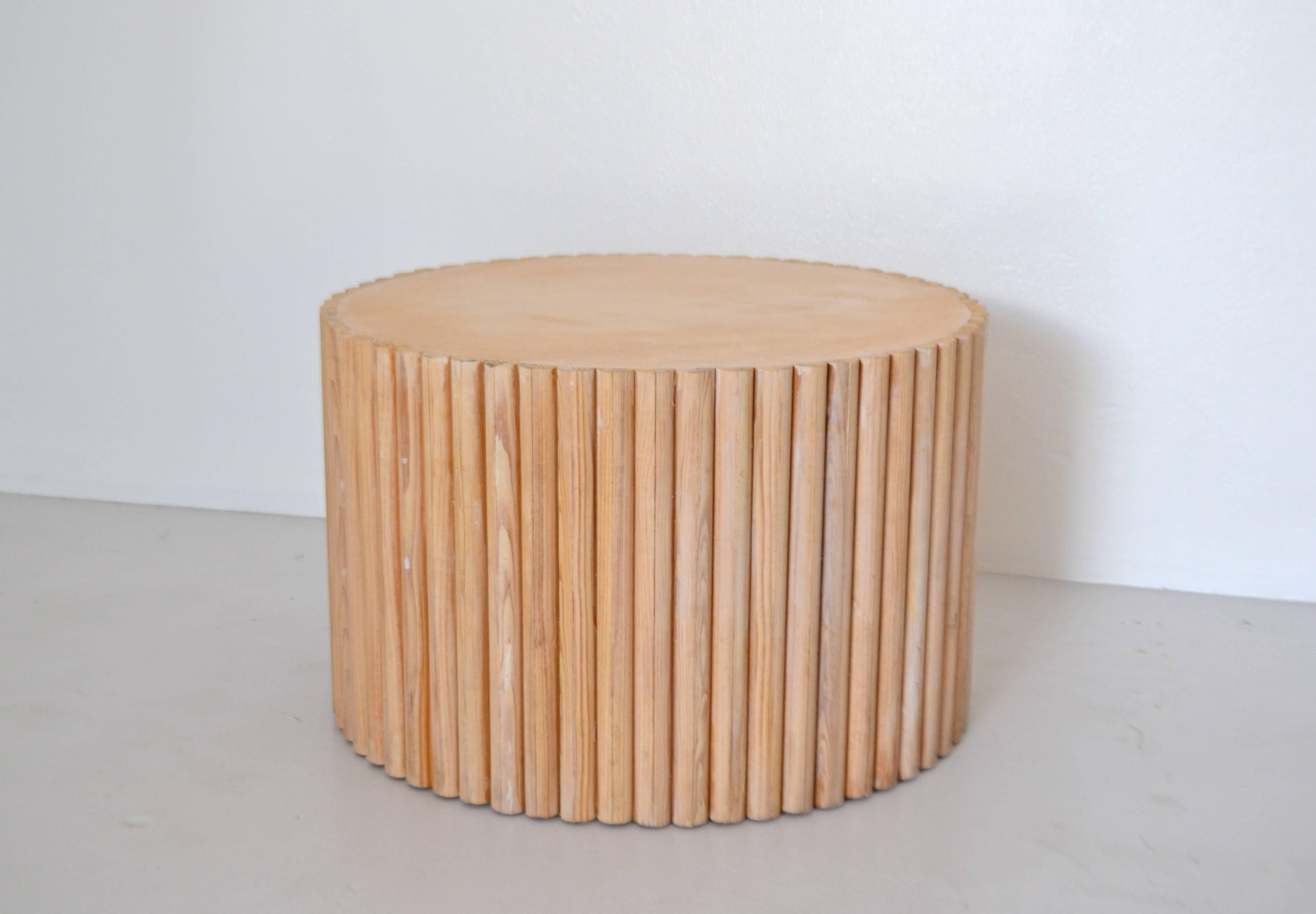 American Postmodern Wooden Drum Form Side Table