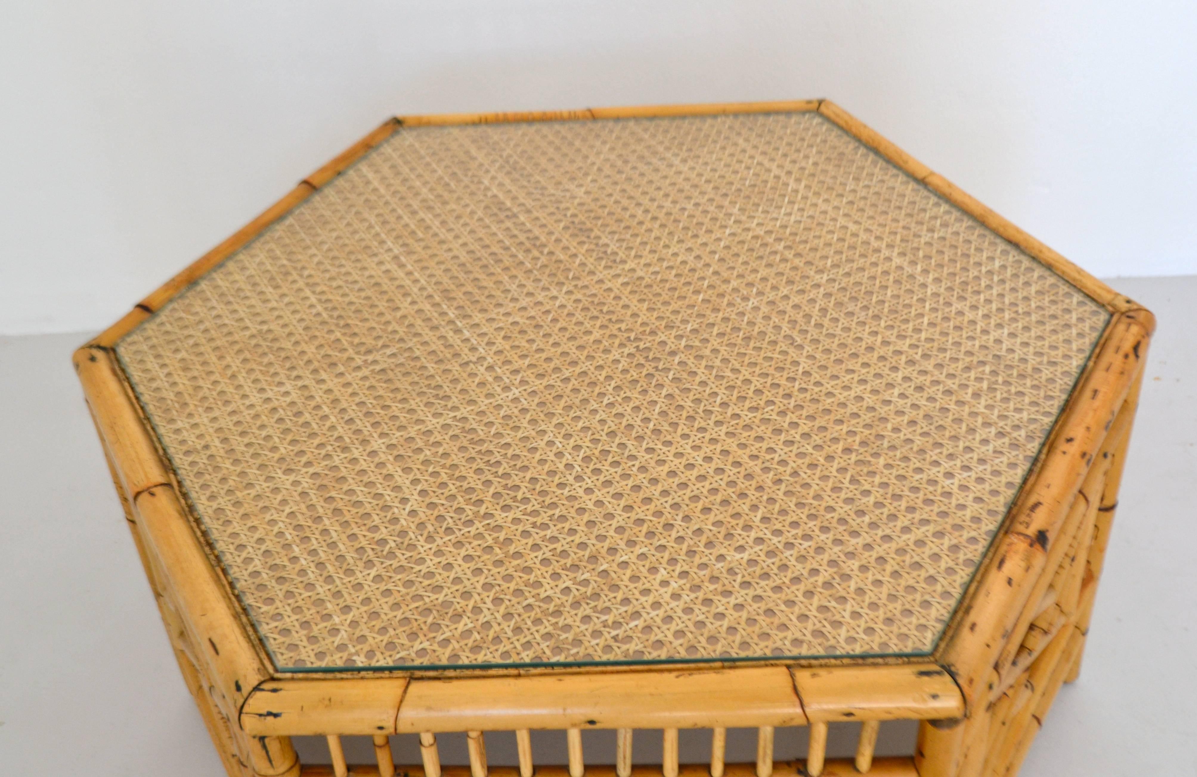 American Midcentury Bamboo Coffee Table For Sale
