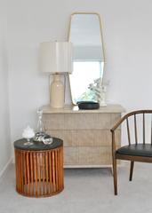 Mid-Century Faux Bamboo Drum Form Side Table