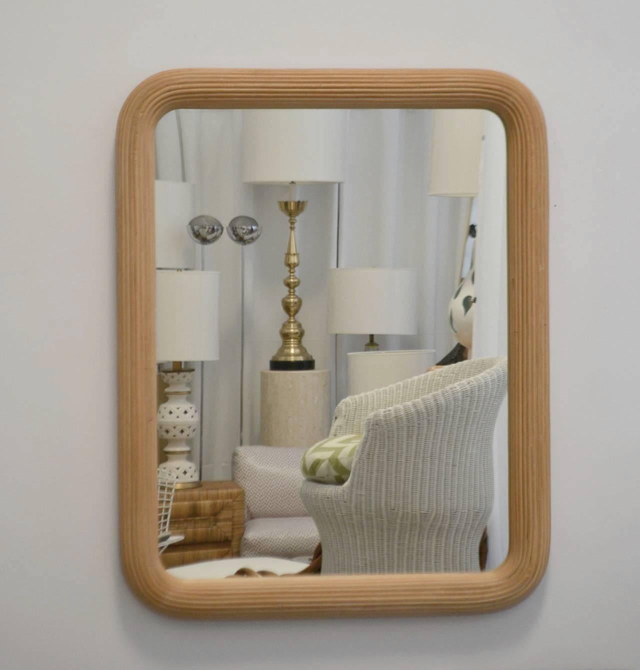 Bamboo Mid-Century Sculptural Reed Wall Mirror