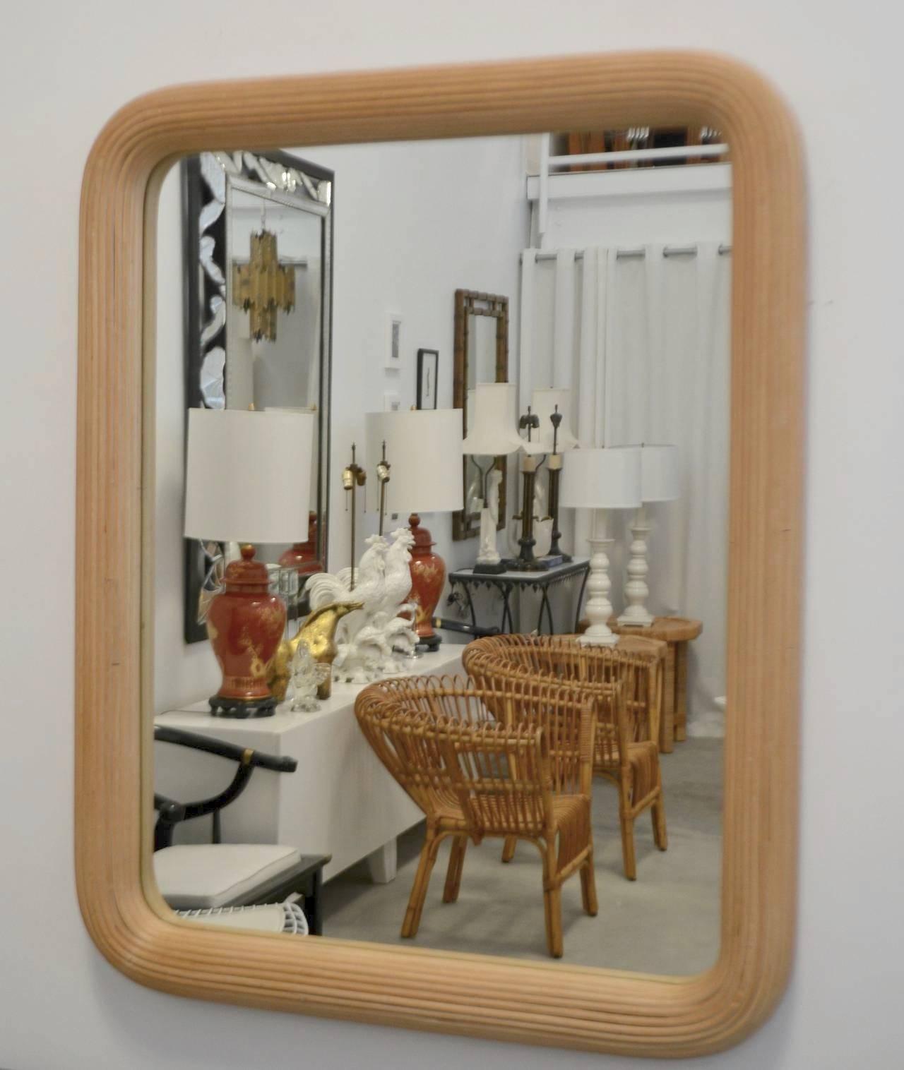 North American Mid-Century Sculptural Reed Wall Mirror