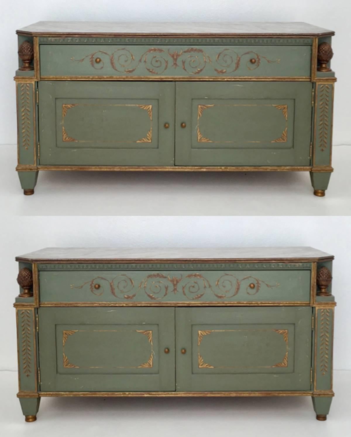 Pair of Neoclassical Style Painted Commodes 5