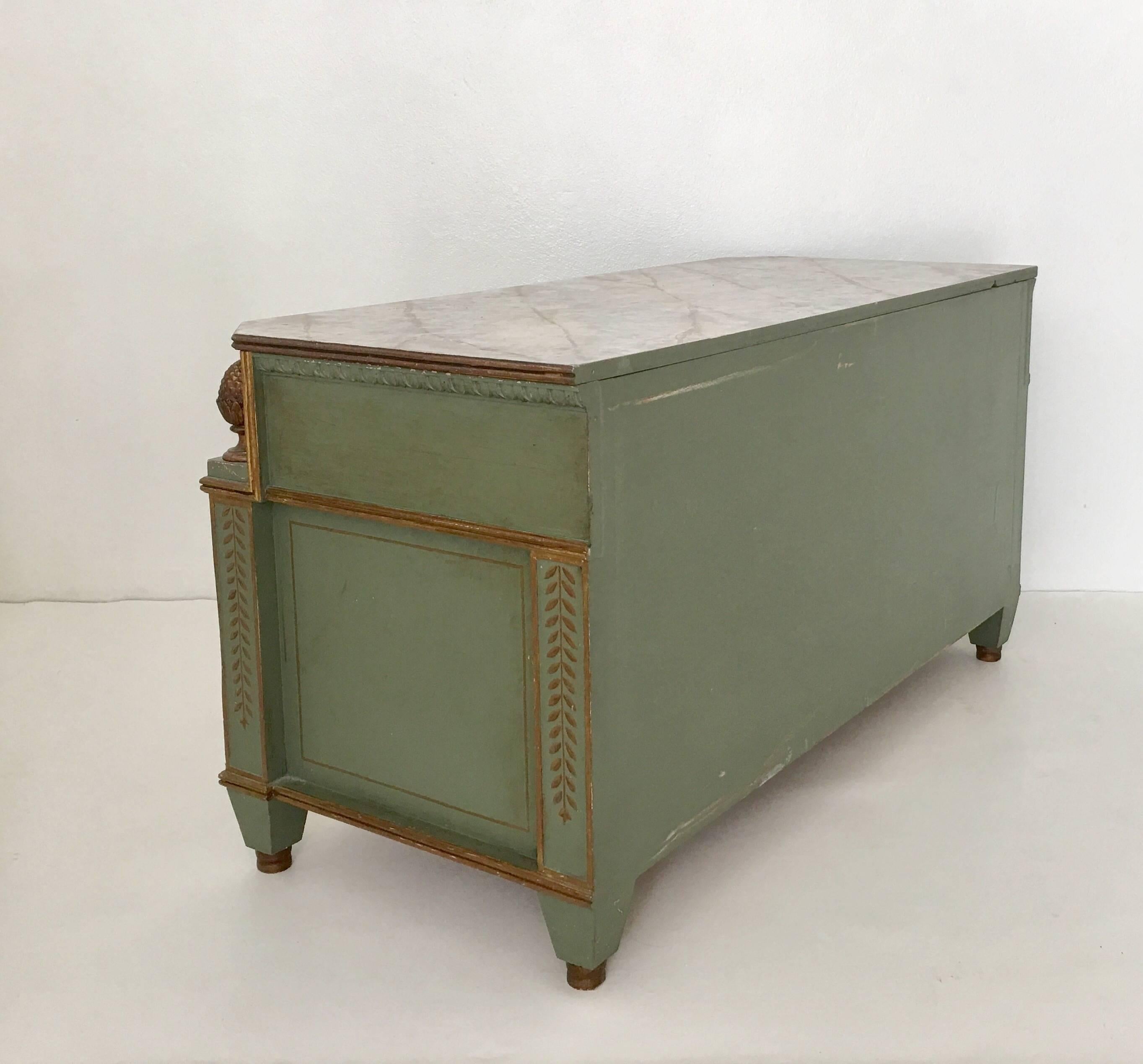 Mid-20th Century Pair of Neoclassical Style Painted Commodes
