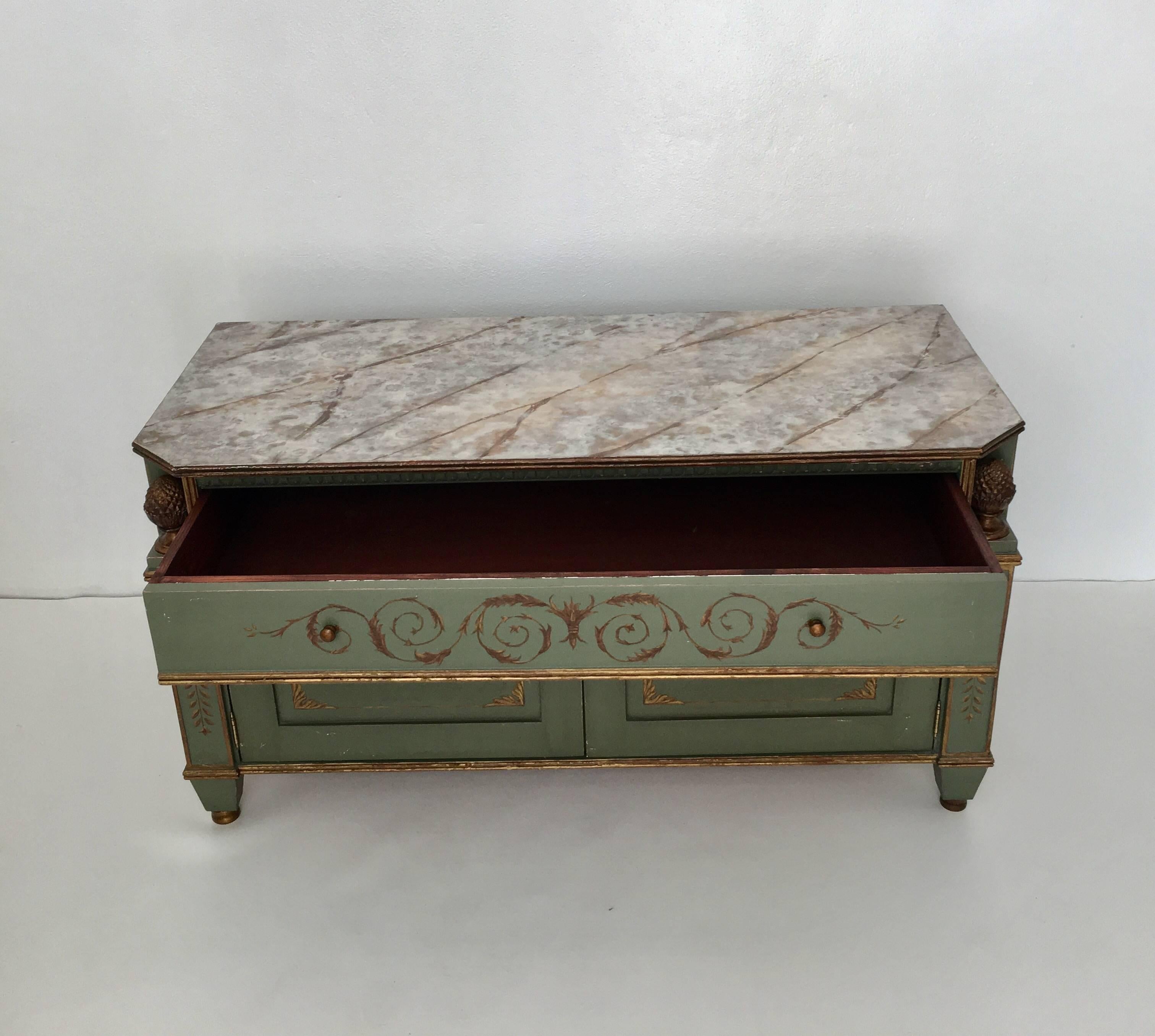 Pair of Neoclassical Style Painted Commodes 1