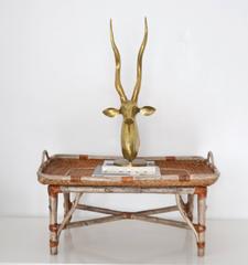 Midcentury Woven Rattan Tray Top Cocktail Table