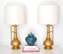 Pair of Italian Midcentury Ceramic Jar Form Table Lamps