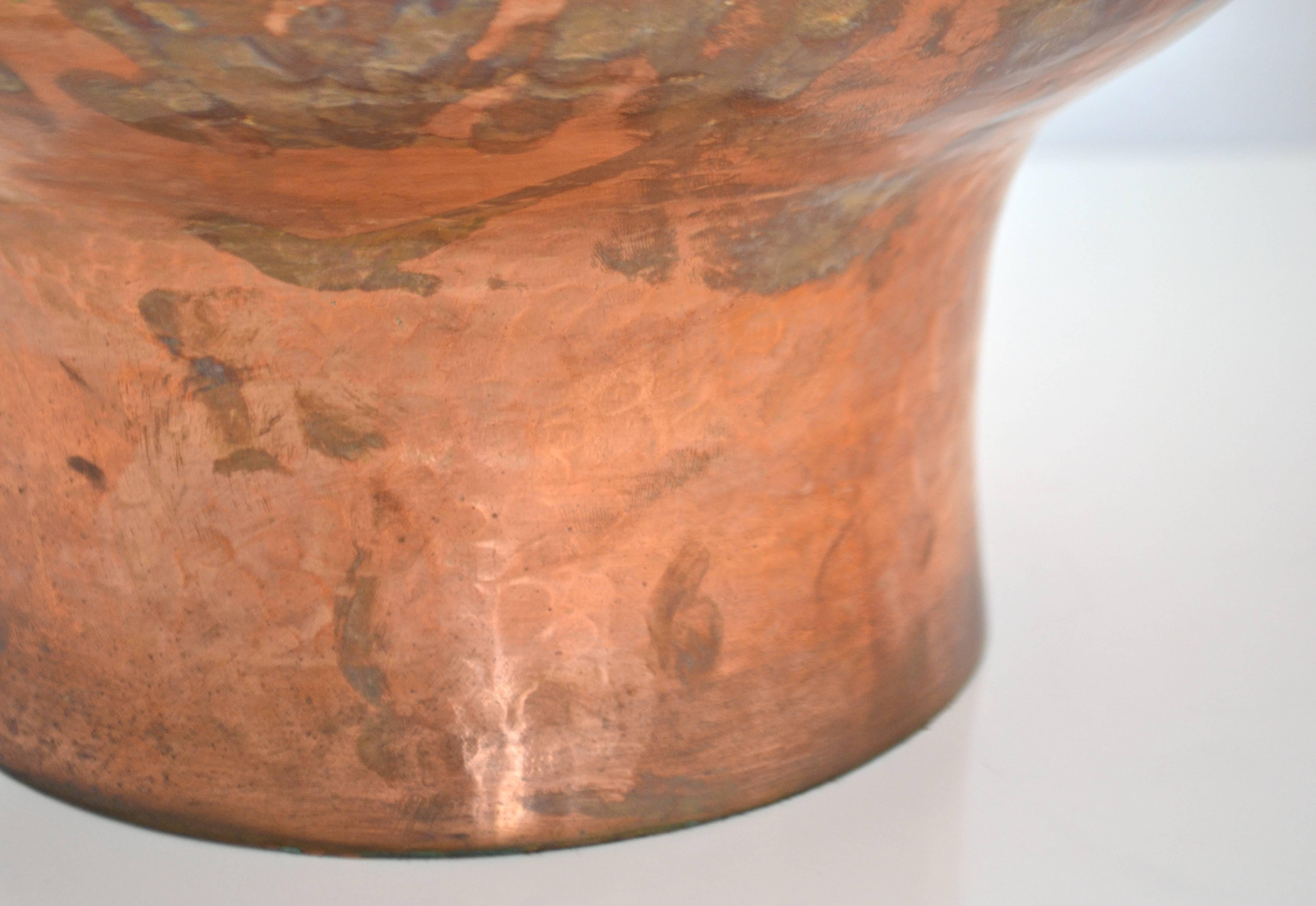 American Pair of Hammered Copper Table Lamps For Sale