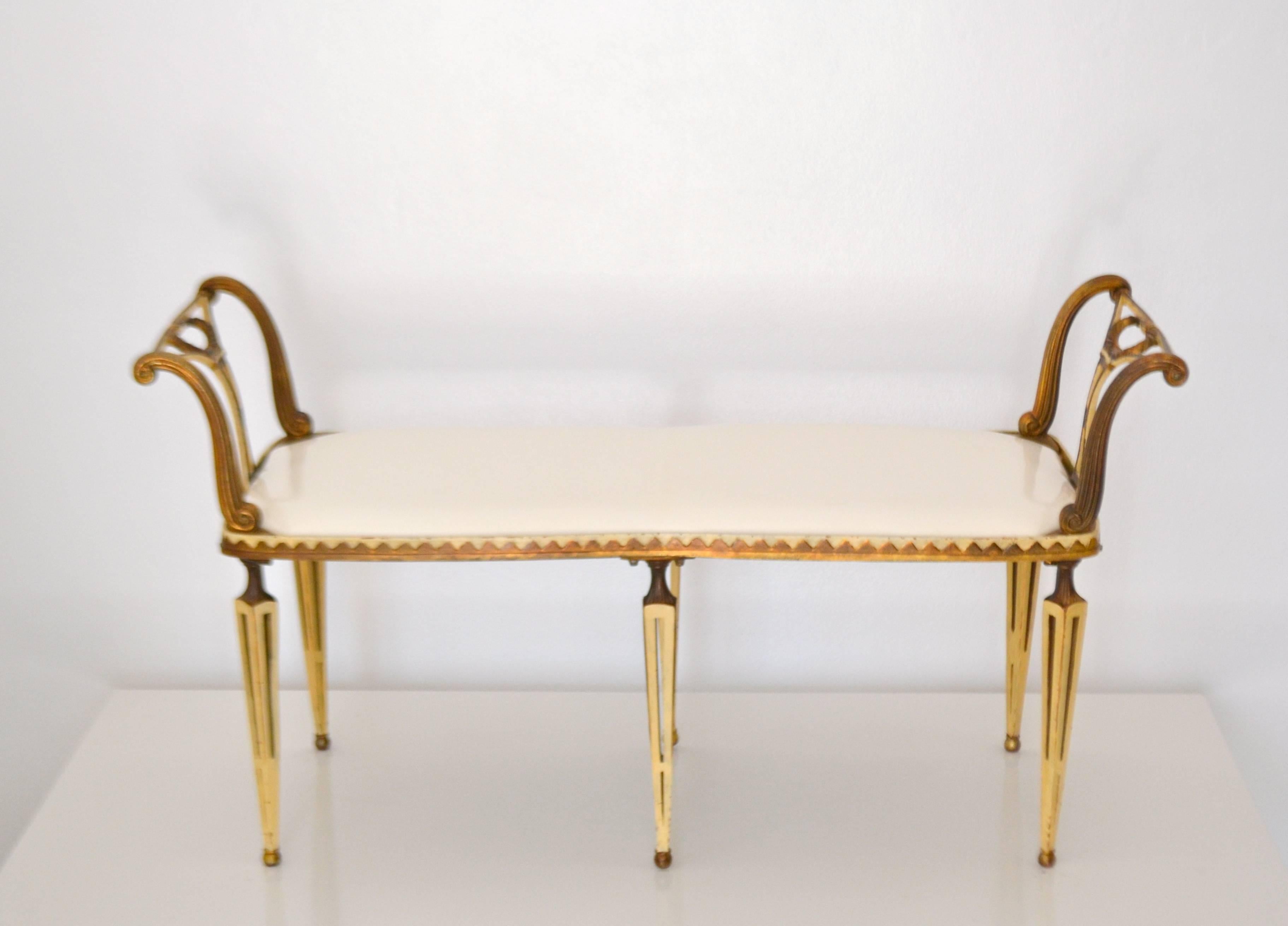 Mid-20th Century Regency Style Parcel-Gilt Bench